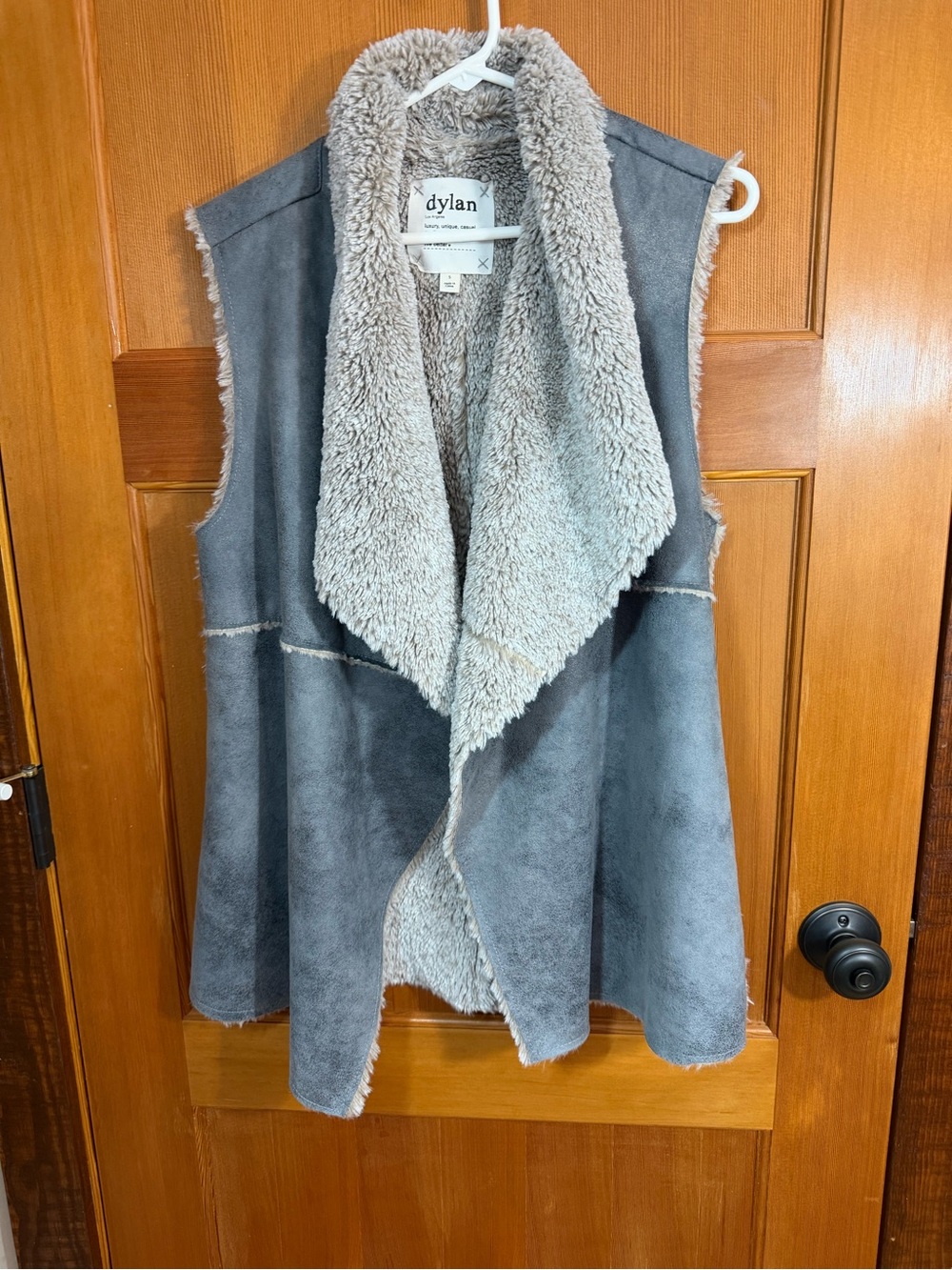dylan Gray Faux Suede Draped Sherpa Vest